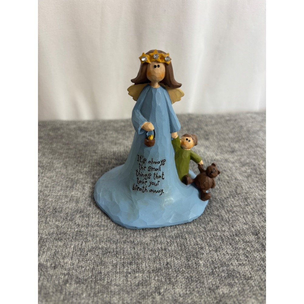 B. Lloyd 2011 Angel Figurine Blue Resin Small Things Sentiment Rhinestone Crown